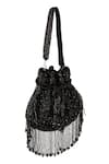 Buy_Nazaakat By Samara Singh_Black Beads, Fringe Beaded Silk Handbag 