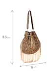 Nazaakat By Samara Singh_Brown Beads, Fringe Designer Silk Handbag _Online_at_Aza_Fashions