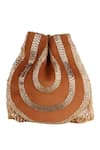 Nazaakat By Samara Singh_Brown Beads, Fringe Designer Silk Handbag _at_Aza_Fashions