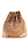 Buy_Nazaakat By Samara Singh_Brown Beads, Fringe Designer Silk Handbag 