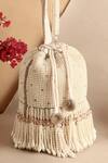 Buy_Nazaakat By Samara Singh_Off White Beads, Tassels Designer Potli Bag With Detachable Handle_at_Aza_Fashions