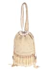Shop_Nazaakat By Samara Singh_Off White Beads, Tassels Designer Potli Bag With Detachable Handle_at_Aza_Fashions