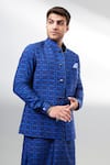 Buy_BUBBER COUTURE_Navy Designer Printed Bundi _Online_at_Aza_Fashions