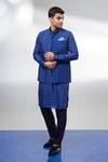 Buy_BUBBER COUTURE_Navy Designer Printed Bundi _at_Aza_Fashions