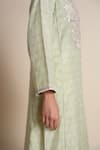 Grassroot By Anita Dongre_Green Chanderi Embroidery Round Neck Sage Kurta _at_Aza_Fashions