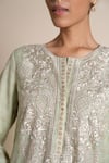 Buy_Grassroot By Anita Dongre_Green Chanderi Embroidery Round Neck Sage Kurta 