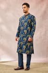 Buy_Masaba_Blue Chanderi Tree Print Kurta _at_Aza_Fashions