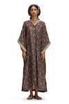 Shop_Mimamsaa_Green Vaidehi Floral Print Kaftan _Online_at_Aza_Fashions