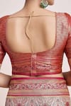 Samyukta Singhania_Maroon Silk Zari Round Neck Woven Saree Set _Online_at_Aza_Fashions