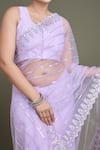 Buy_Samyukta Singhania_Lavender Net Sequins Round Neck Work Saree Set 