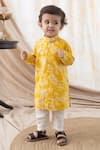 Buy_Tiber Taber_Yellow Cotton Embroidery Floral Print Kurta Set _at_Aza_Fashions