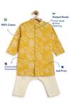 Tiber Taber_Yellow Cotton Embroidery Floral Print Kurta Set _at_Aza_Fashions