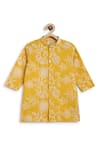 Tiber Taber_Yellow Cotton Embroidery Floral Print Kurta Set _Online