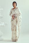 Buy_WABI SABI BY ANSHUM-RITESH_Ivory Organza Saree With Stitched Blouse _at_Aza_Fashions
