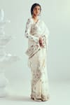 WABI SABI BY ANSHUM-RITESH_Ivory Organza Saree With Stitched Blouse _Online_at_Aza_Fashions