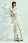 Buy_WABI SABI BY ANSHUM-RITESH_Ivory Organza Saree With Stitched Blouse _Online_at_Aza_Fashions
