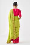 Shop_JANKI INDIA_Lavender Lime Green And Fuchsia Designer Saree _at_Aza_Fashions