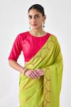 Shop_JANKI INDIA_Lavender Lime Green And Fuchsia Designer Saree _Online_at_Aza_Fashions