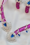 kavipushp_Royal Sapphire Bliss Dual Tone Necklace Jewellery Set _Online_at_Aza_Fashions