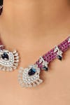 Buy_kavipushp_Royal Sapphire Bliss Dual Tone Necklace Jewellery Set _Online_at_Aza_Fashions