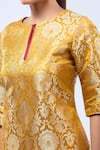 Buy_Samyukta Singhania_Mustard Brocade Mandarin Collar Kurta Set 