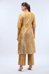 Shop_Samyukta Singhania_Mustard Brocade Mandarin Collar Kurta Set _at_Aza_Fashions