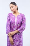 Buy_Samyukta Singhania_Purple Brocade Embroidery Round Neck Straight Kurta Set 