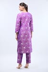Shop_Samyukta Singhania_Purple Brocade Embroidery Round Neck Straight Kurta Set _at_Aza_Fashions