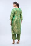 Shop_Samyukta Singhania_Green Brocade Straight Kurta Set _at_Aza_Fashions
