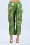 Samyukta Singhania_Green Brocade Straight Kurta Set _Online_at_Aza_Fashions