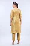 Shop_Samyukta Singhania_Cream Brocade Embroidery Round Neck Straight Kurta Set _at_Aza_Fashions