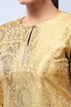 Samyukta Singhania_Cream Brocade Embroidery Round Neck Straight Kurta Set _at_Aza_Fashions
