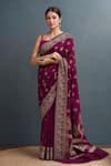Buy_Samyukta Singhania_Purple Silk Embroidery Weaved Banarasi Saree With Blouse _at_Aza_Fashions