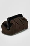 PERONA_Brown Suede Leather Designer Clutch _Online_at_Aza_Fashions