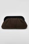 Buy_PERONA_Brown Suede Leather Designer Clutch _at_Aza_Fashions