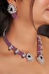 Shop_kavipushp_Royal Sapphire Bliss Dual Tone Necklace Jewellery Set _at_Aza_Fashions