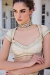 Buy_Kalista_Ivory Frida Floral Print Pre-draped Saree And Blouse Set 