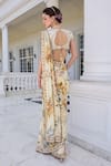 Shop_Kalista_Ivory Frida Floral Print Pre-draped Saree And Blouse Set _at_Aza_Fashions