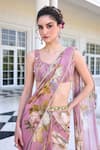 Kalista_Pink Keisha Pre-draped Saree And Blouse Set _Online_at_Aza_Fashions