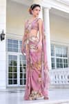 Kalista_Pink Keisha Pre-draped Saree And Blouse Set _at_Aza_Fashions