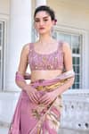Buy_Kalista_Pink Keisha Pre-draped Saree And Blouse Set 