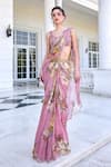 Buy_Kalista_Pink Keisha Pre-draped Saree And Blouse Set _at_Aza_Fashions