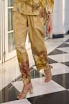 Kalista_Beige Anaisha Floral Print Cotton Slub Pant Set _Online_at_Aza_Fashions