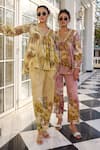 Shop_Kalista_Anaisha Floral Print Pink Top And Pant Set _Online_at_Aza_Fashions