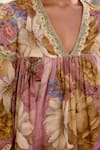 Kalista_Anaisha Floral Print Pink Top And Pant Set _at_Aza_Fashions