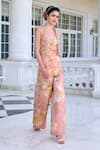 Kalista_Blush Alysa Floral Brocade Jumpsuit And Cape Set _Online_at_Aza_Fashions