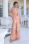 Shop_Kalista_Blush Alysa Floral Brocade Jumpsuit And Cape Set _Online_at_Aza_Fashions