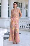 Buy_Kalista_Blush Alysa Floral Brocade Jumpsuit And Cape Set _at_Aza_Fashions