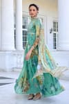 Kalista_Tarini Aqua Green Floral Anarkali Set _Online_at_Aza_Fashions