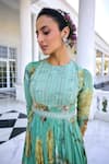 Buy_Kalista_Tarini Aqua Green Floral Anarkali Set _Online_at_Aza_Fashions